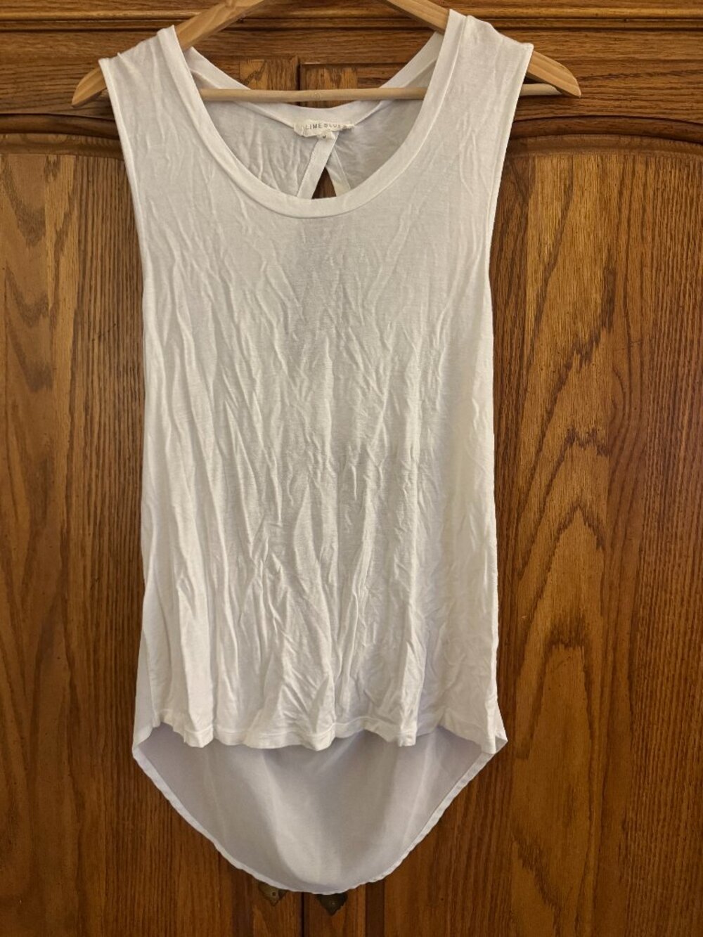 Lime Ricki White Sleeveless High-Low Tank